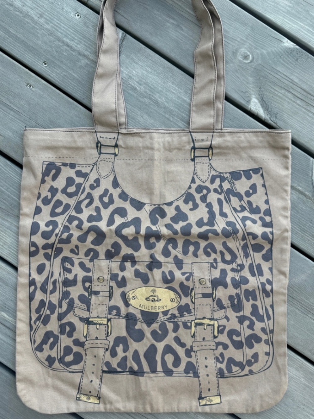 Mulberry London Fashion Week Canvas Tote Bag - Tan and Black Leopard Print 2010